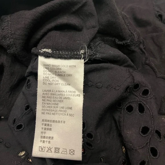 Anthropologie Seen Worn Kept Flutter Eyelet Black Top - Picture 11 of 15